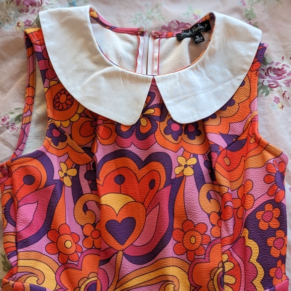 Smak Parlour Pink Far-Out Floral Print Female Forward Fit & Flare Dress Small - Picture 3 of 8